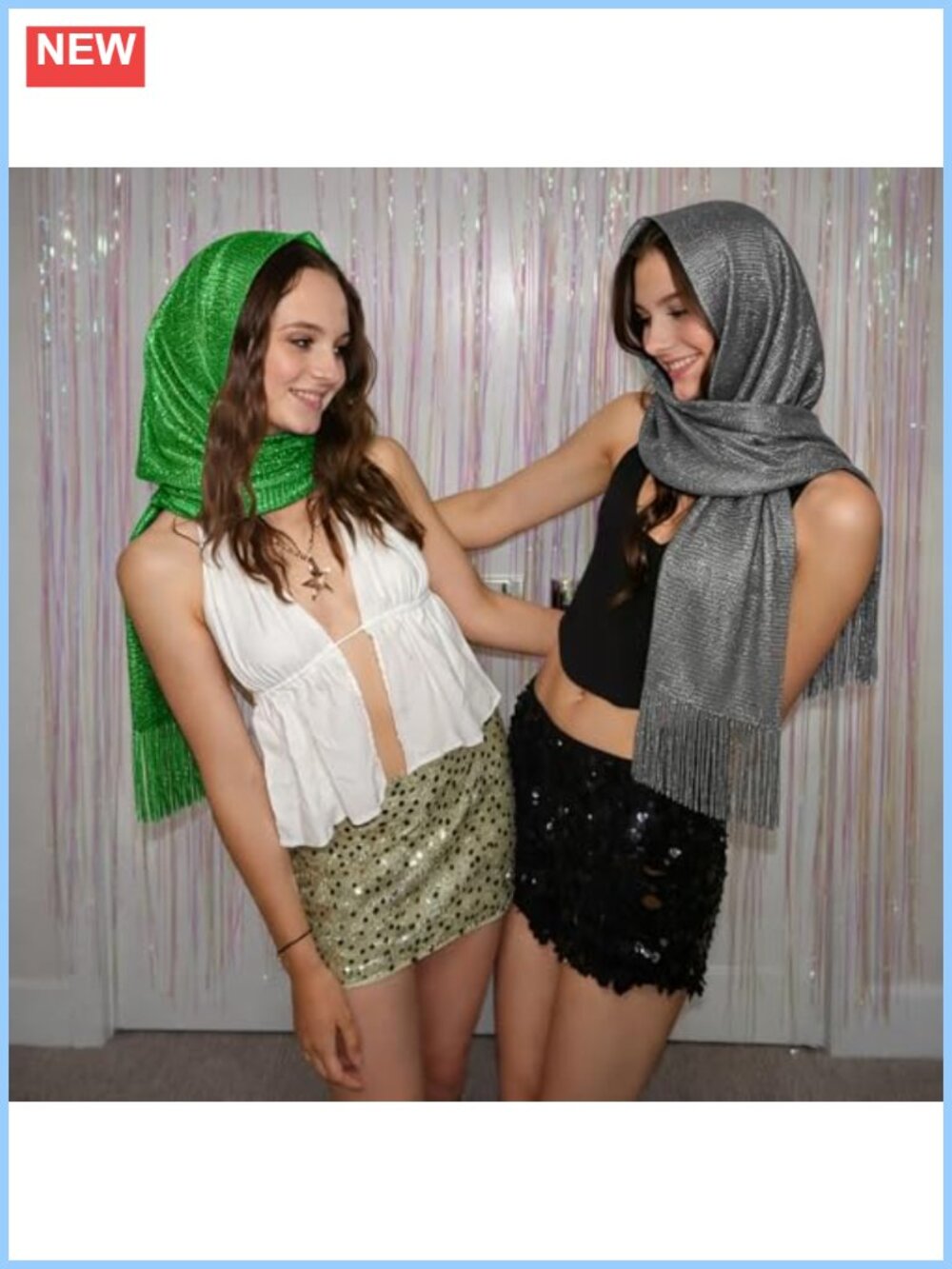 Sequin Scarf Sparkly Shawl Wrap Evening Dresses Rave Festival Head Wrap Belt - Picture 4 of 6